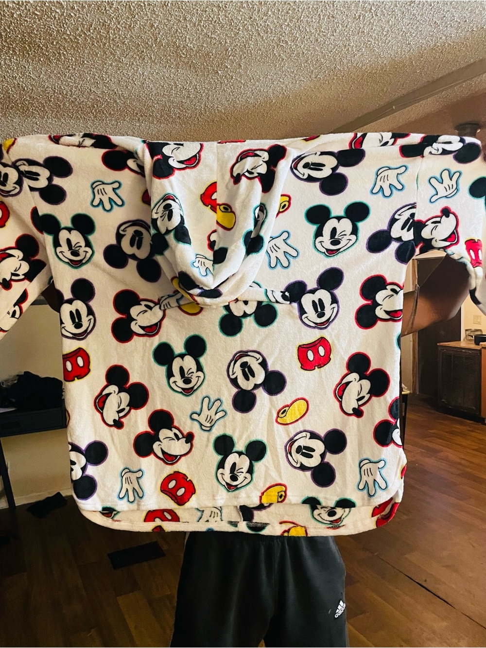 Mickey Mouse Women’s Hoodie Poncho - White Multicolor